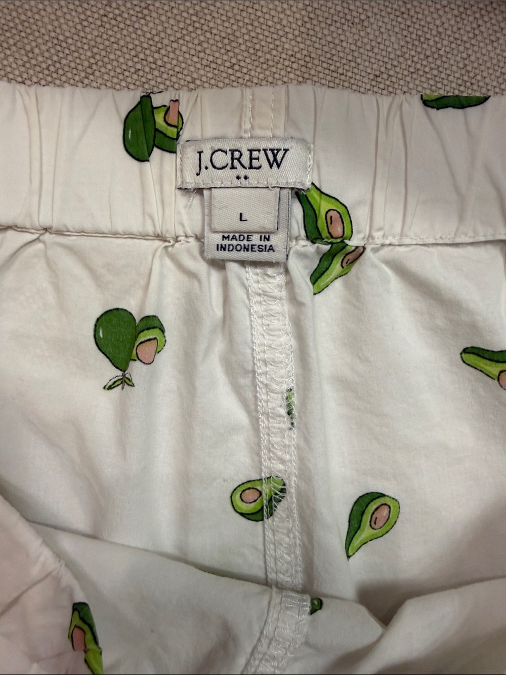 J. Crew White Avocado Print Cotton Pajama Shorts - Picture 3 of 5